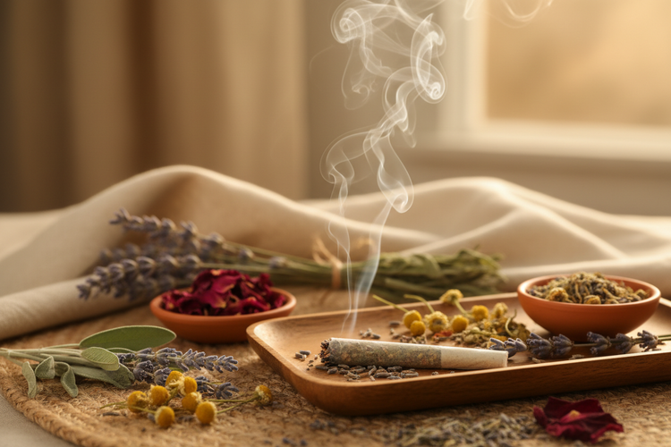 SMOKE BLENDS (Sacred herbal smoke blends designed for deep relaxation, grounding, and soft-night rituals.)