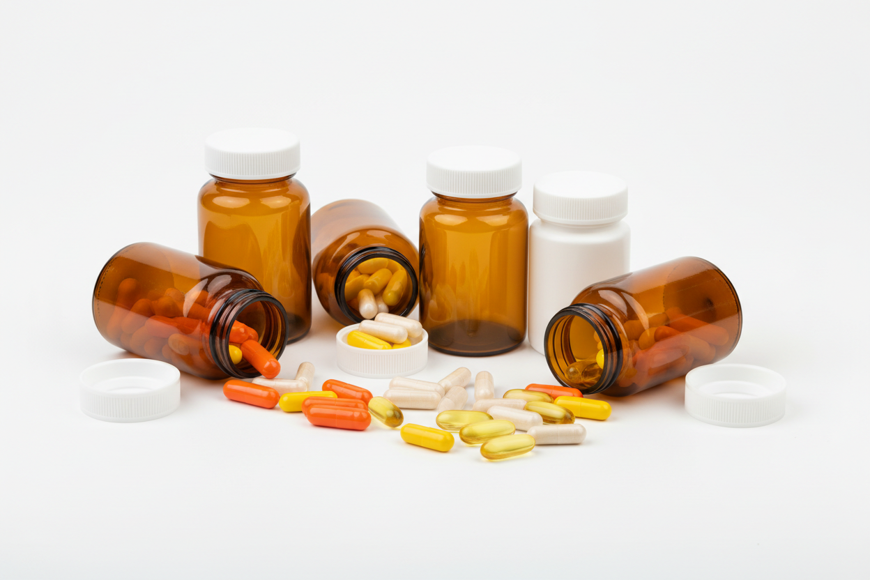 capsules and pill bottles